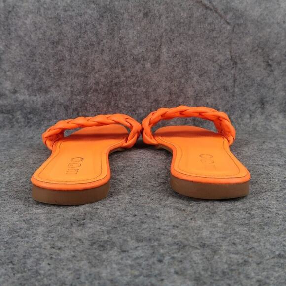 Ego Shoes Womens 39 Sandals Slides Woven Strap Slip On Casual Orange Square Toe - Picture 5 of 12